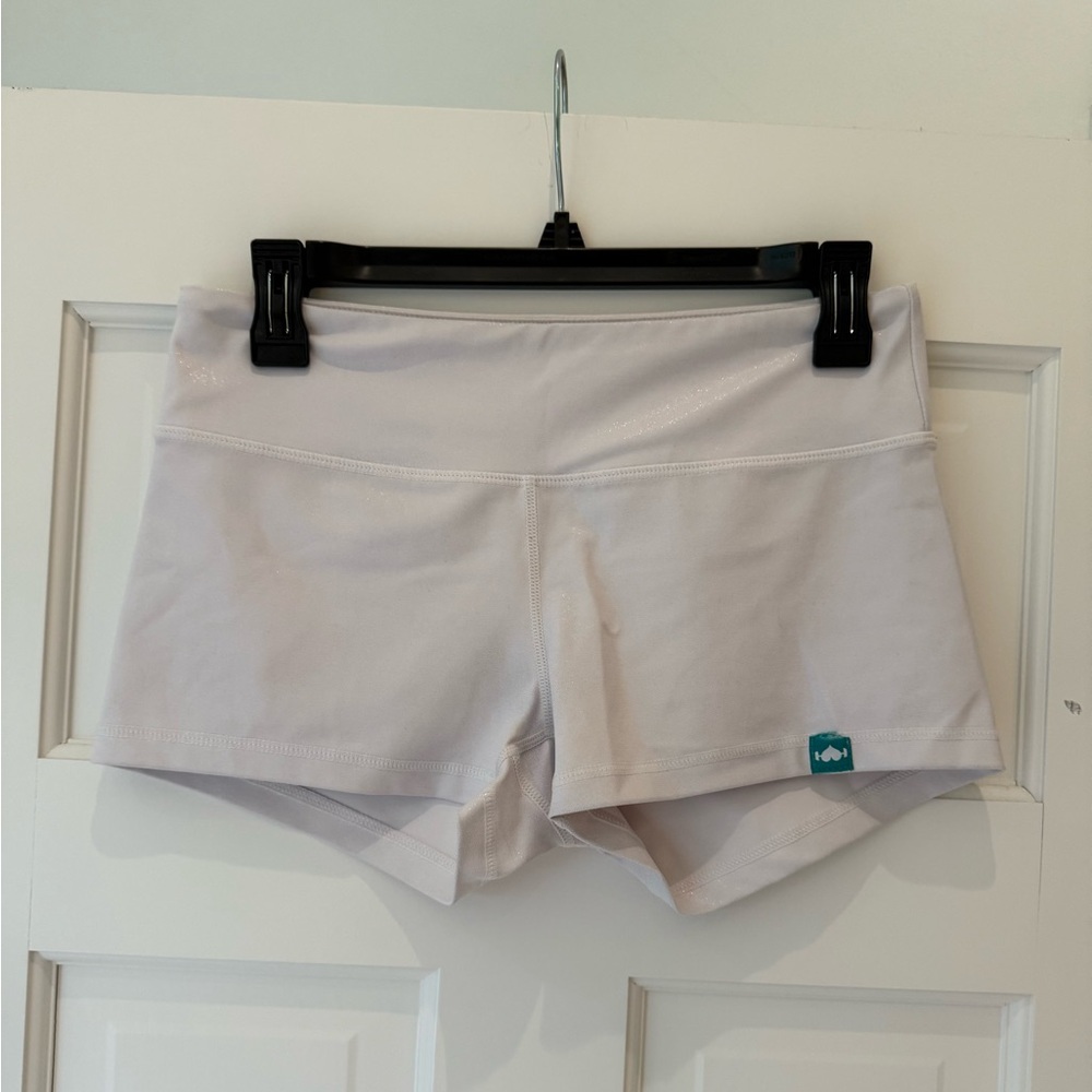 Women's Athletic Shorts - Light Gray Performance Stretch